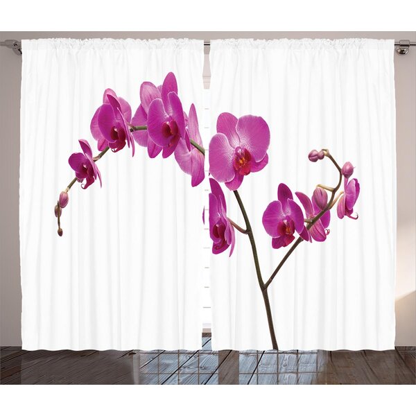 Orchids Printed Curtain / Drapes For Living Room Dining Room Bed Room With 2 Panel Set -Multiple Sized offers Orchids Exotic Bloom In Vintage decor